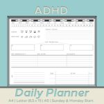 ADHD Today Focus Daily Planner Printable Digital Download Etsy de
