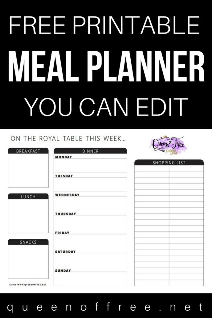 Free Printable Meal Planner And Grocery List