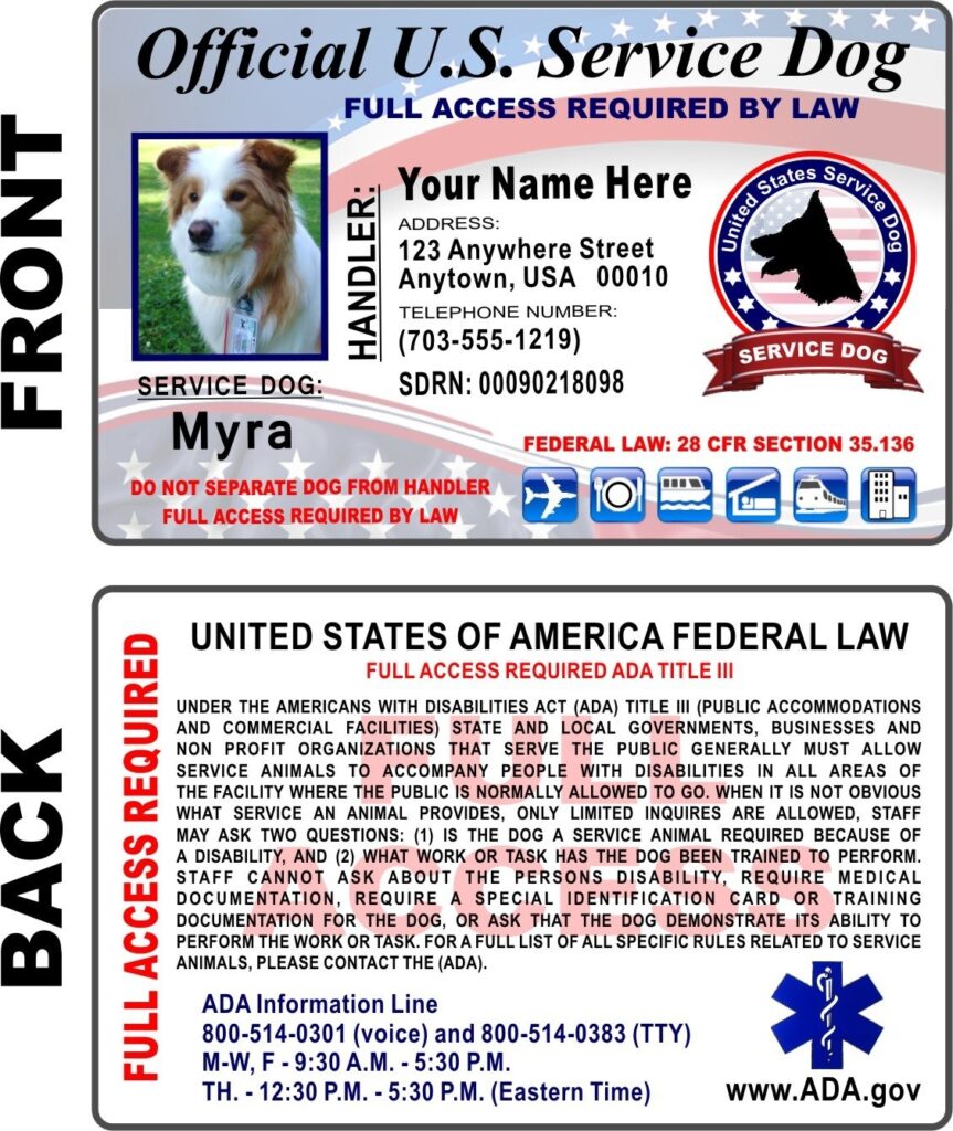 Amazon Service Dog ID Card Custom Printed Holographic Identification Free Zip Lock Pouch Included Office Products
