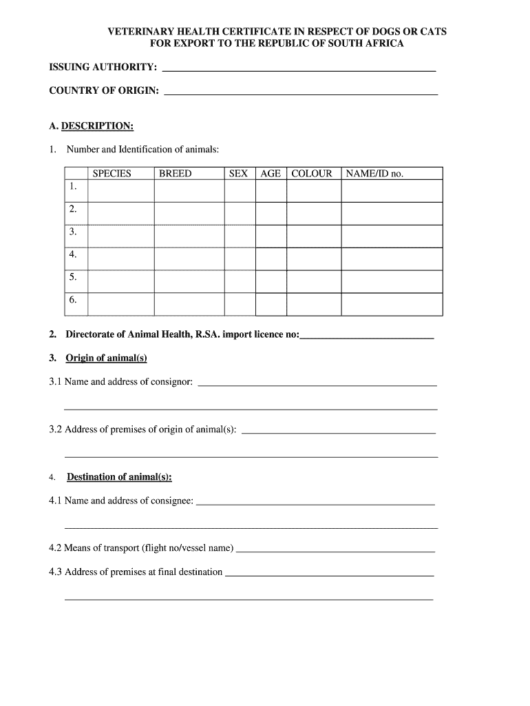 Animal Health Certificate Format India Fill Online Printable Fillable Blank PdfFiller