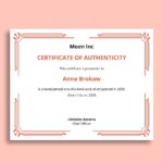 Authenticity Certificate Templates Design Free Download Template