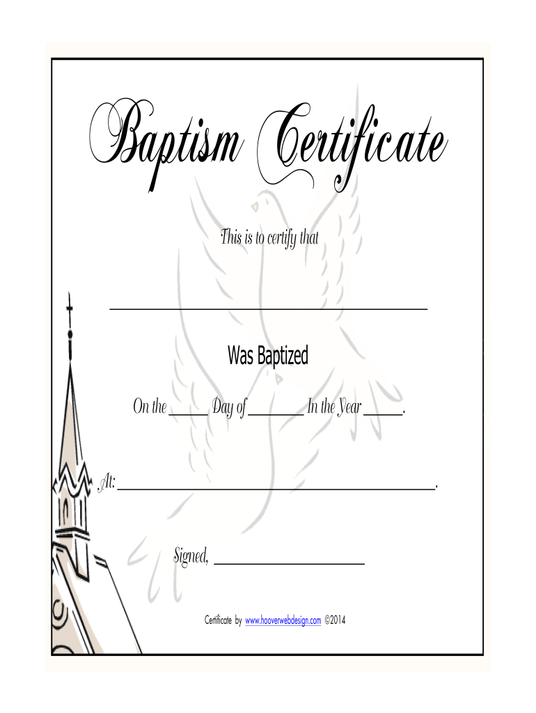 Baptism Certificate Fill Online Printable Fillable Blank PdfFiller