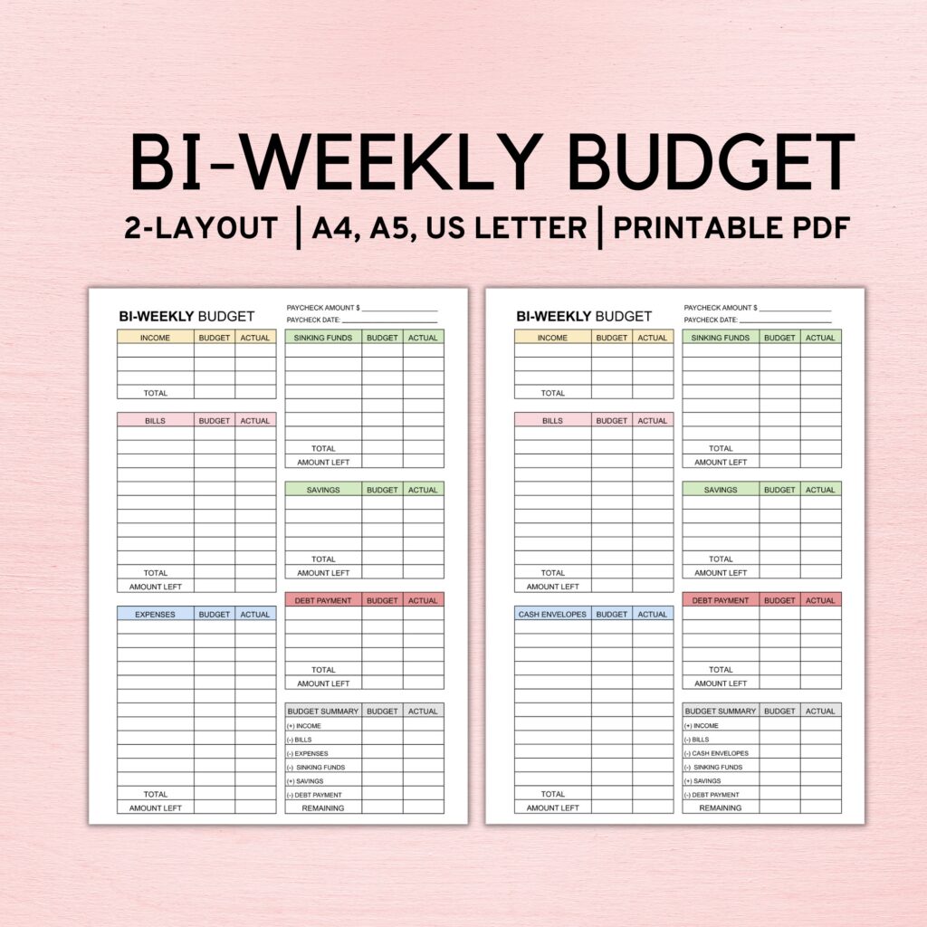 Free Printable Bi Weekly Budget Template