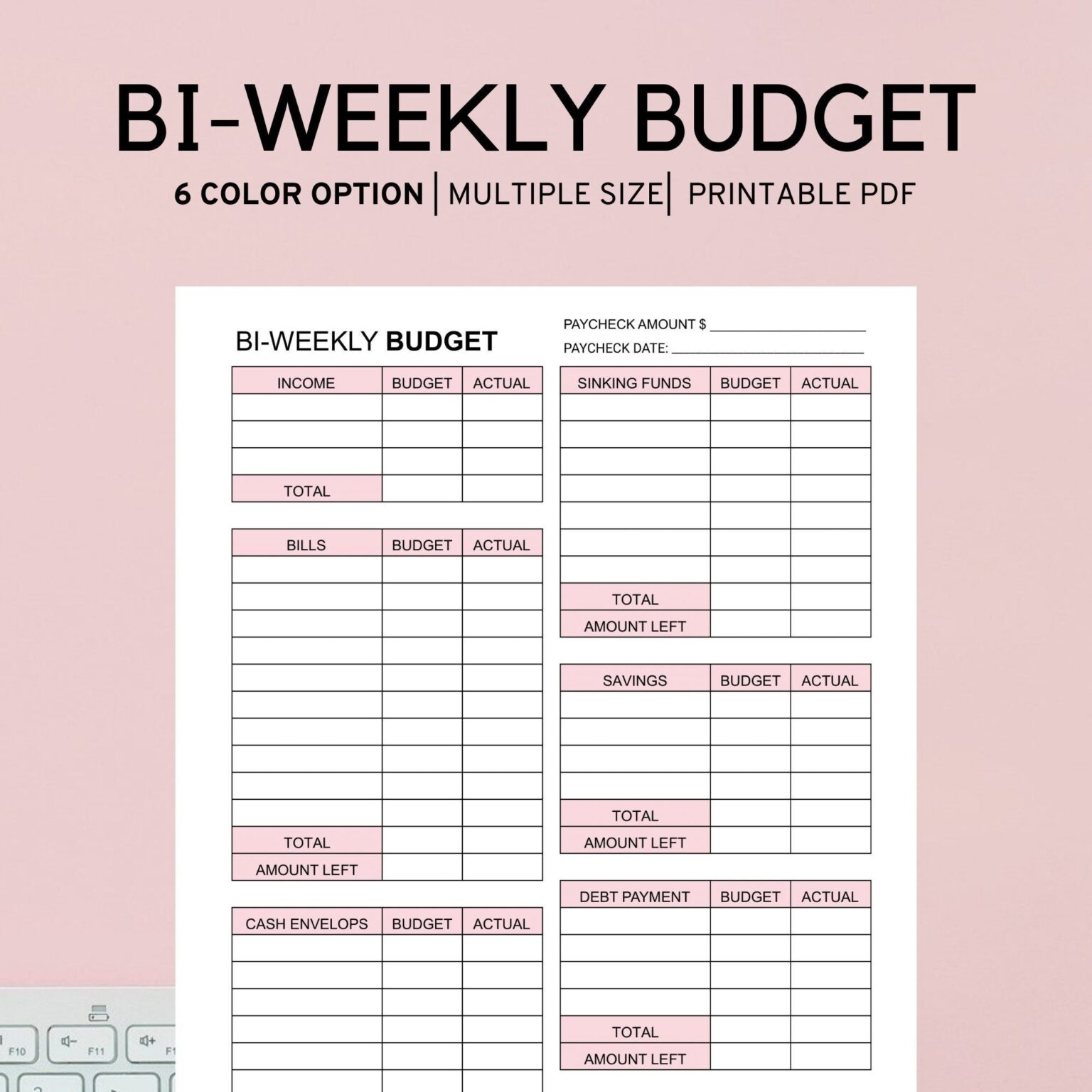 Bi Weekly Budget Planner Template Paycheck Budget Printable Etsy De ...