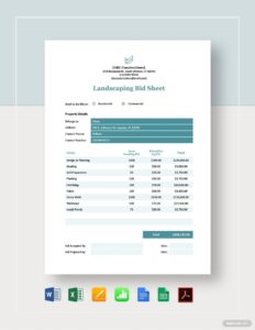 Bid Sheet Templates Documents Design Free Download Template - Fillable ...