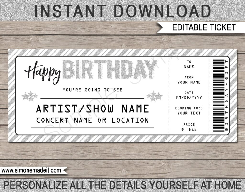 Printable Concert Ticket Template