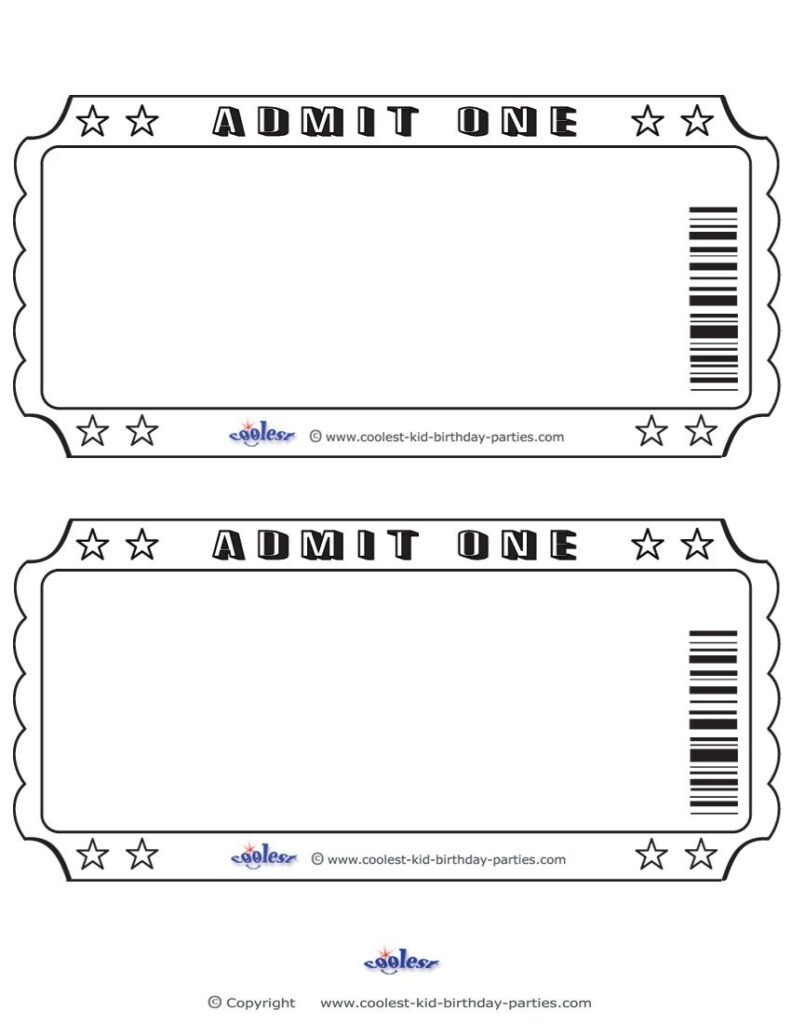 Admit One Ticket Template Printable