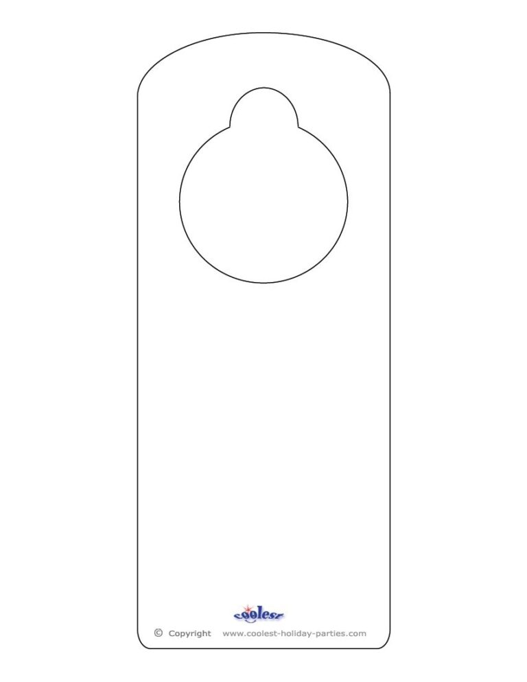 Blank Printable Doorknob Hanger Template Door Hanger Template Doorknob