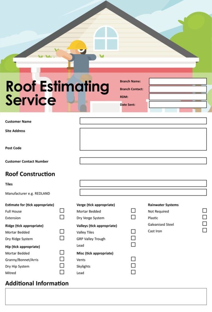Free Printable Roofing Estimate Template