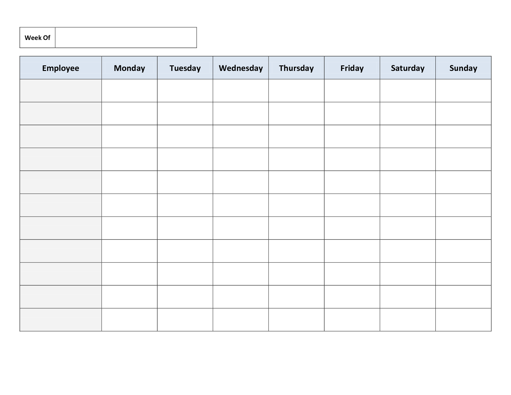 Blank Weekly Work Schedule Template Daily Schedule Template Timetable Template Weekly Schedule Template Excel