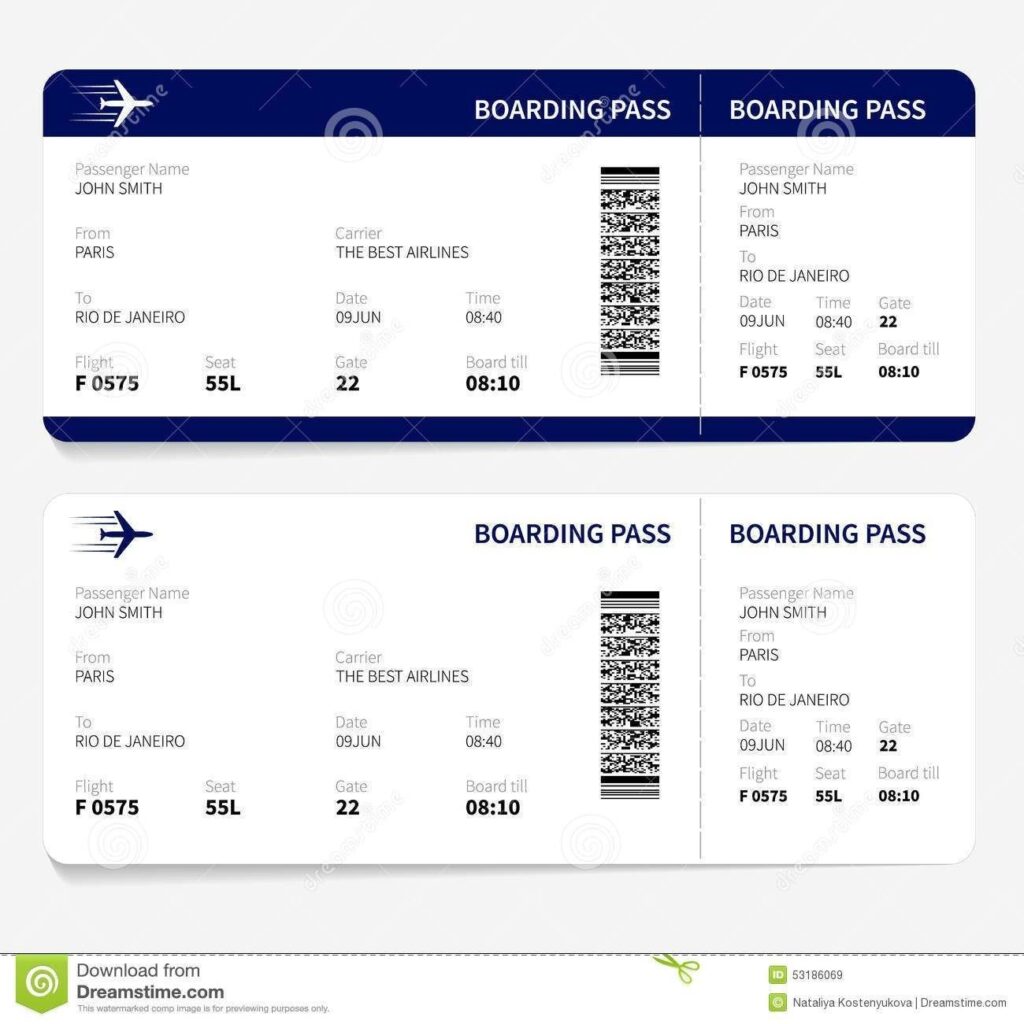 Printable Fake Airline Ticket Template Free