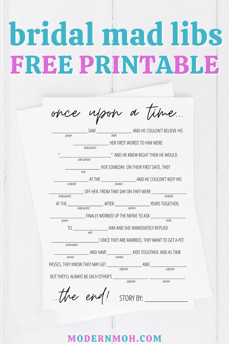 Bridal Shower Mad Libs Free Printable Funny Bridal Shower Free Bridal Shower Games Wedding Libs