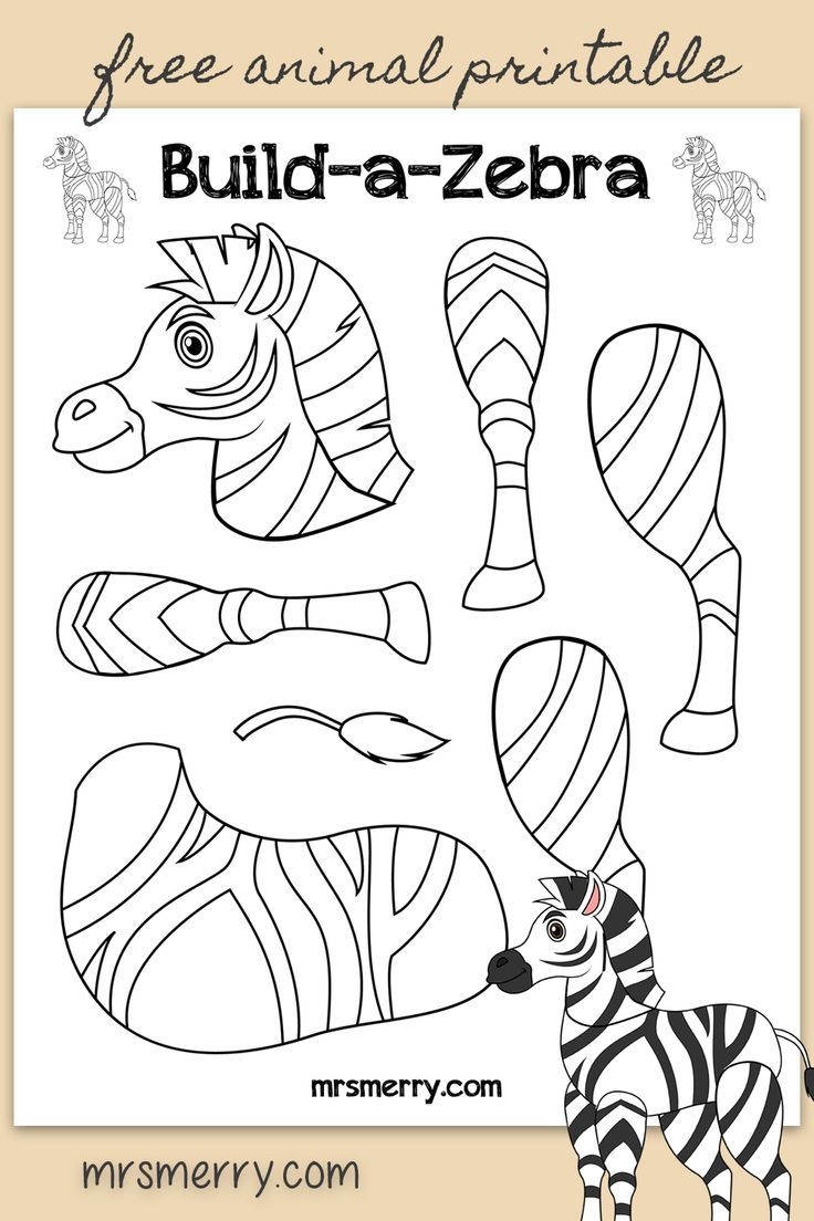 Build A Zebra A Free Kids Printable Mrs Merry Animal Activities For Kids Zoo Animal Crafts Safari Animal Crafts