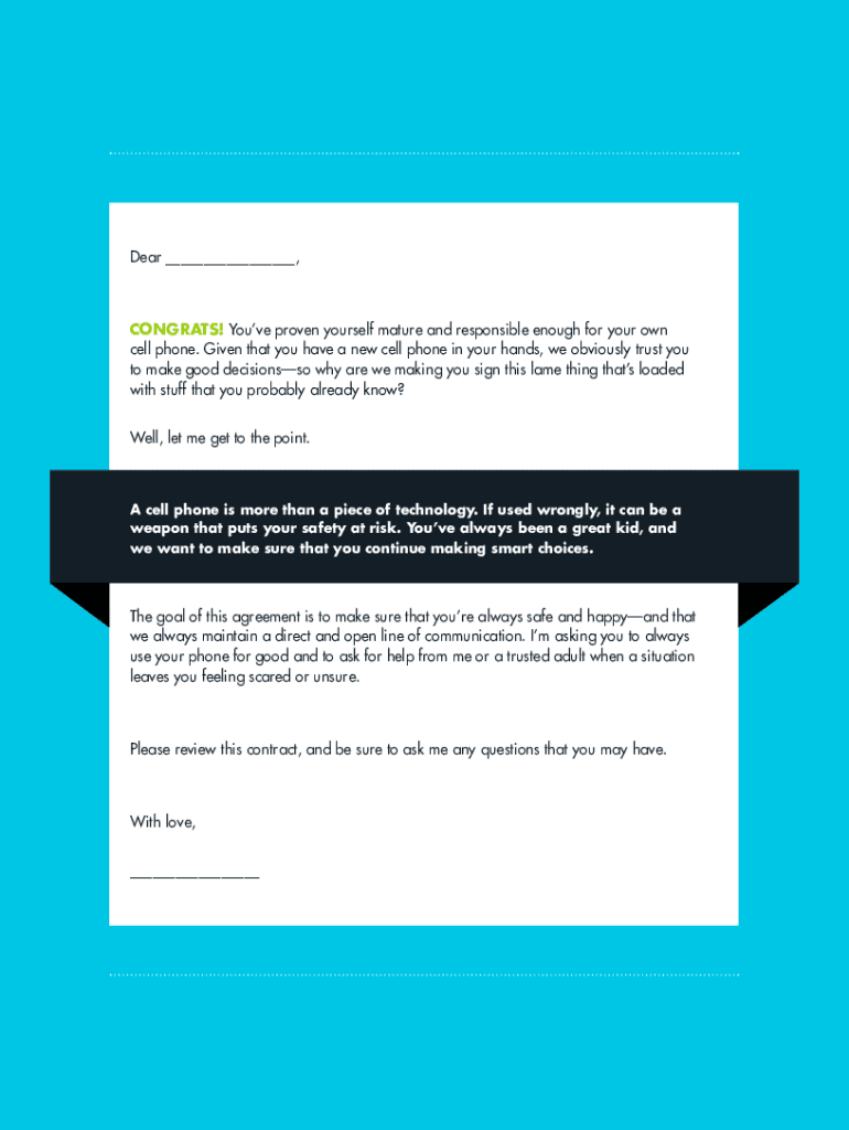Cell Phone Contract For Tweens Editable Fill Out Sign Online DocHub