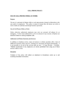 Cell Phone Policy For Employees Doc Template PdfFiller Fillable Form 2025 Cell Phone Policy For Employees Doc Template PdfFiller Fillable Form 2025