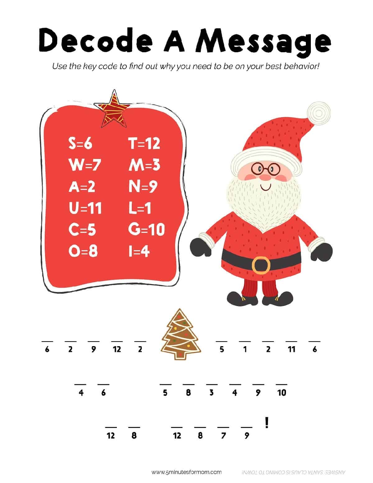 Christmas Printable Activities For Kids 5 Minutes For Mom