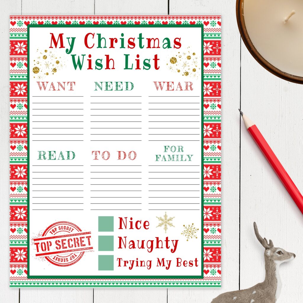 Free Printable Christmas Wish List Template