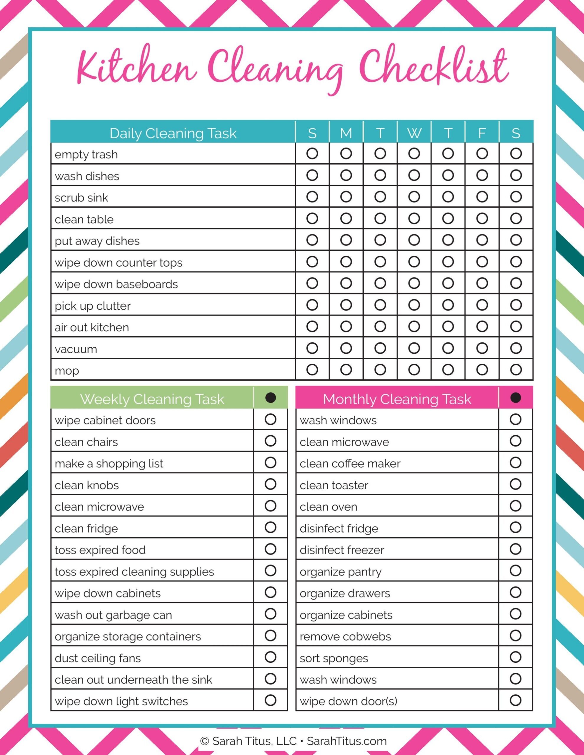 Cleaning Binder Kitchen Cleaning Checklist Sarah Titus