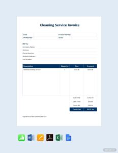 Free Printable Cleaning Invoice Template - Fillable Form 2025