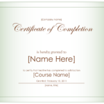Completion Of Parenting Eight week Course Certificate Of Completion Template Blank Certificate Template Certificate Of Completion