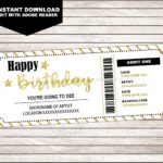 Concert Ticket Birthday Gift Printable Template Surprise Etsy de