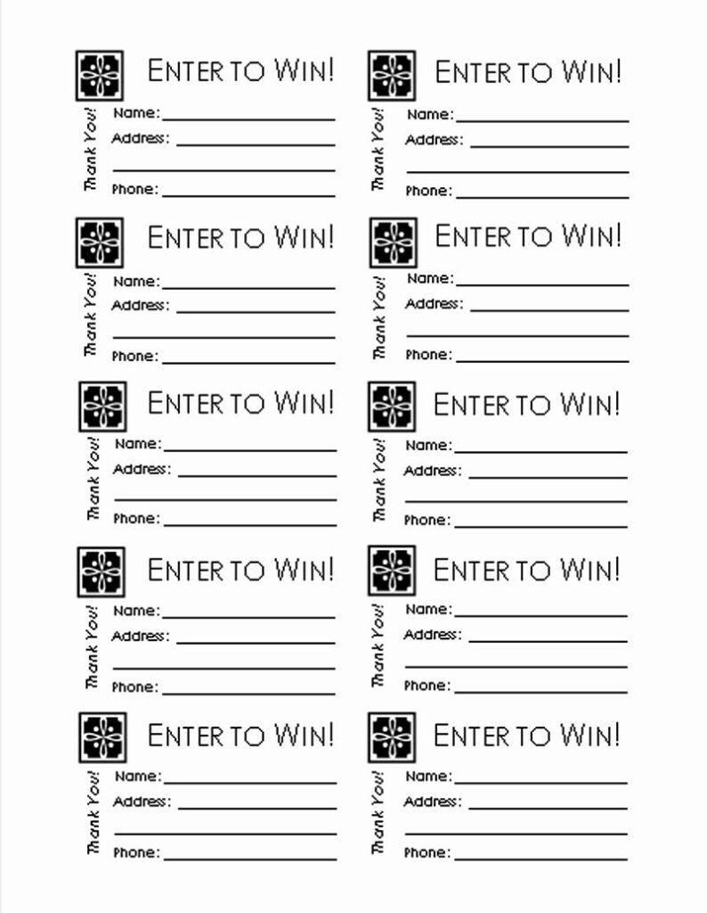 Printable Enter To Win Template Word