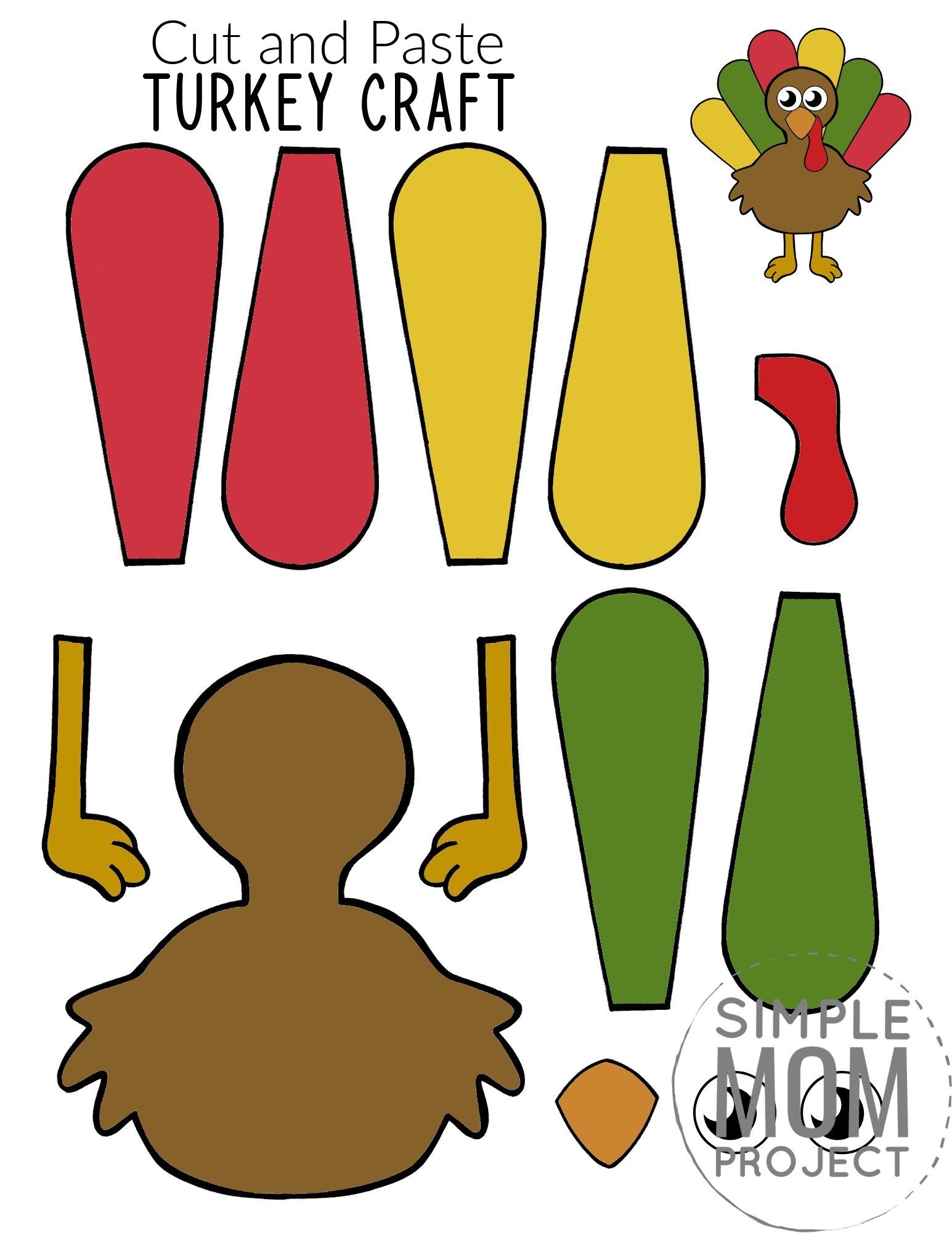 Cut And Paste Turkey Craft For Kids With Free Template