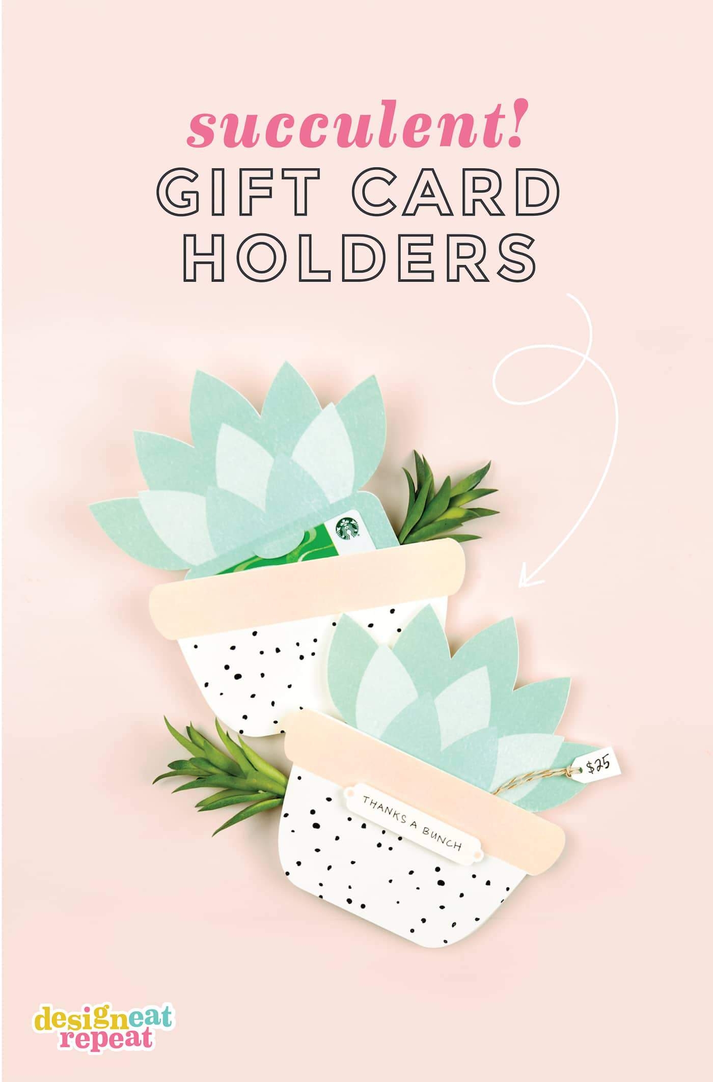 Cute Succulent Printable Gift Card Holder Design Eat Repeat