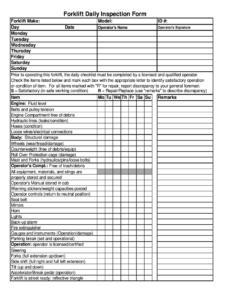 Daily Forklift Checklist Forms Fill Out Sign Online DocHub - Fillable ...