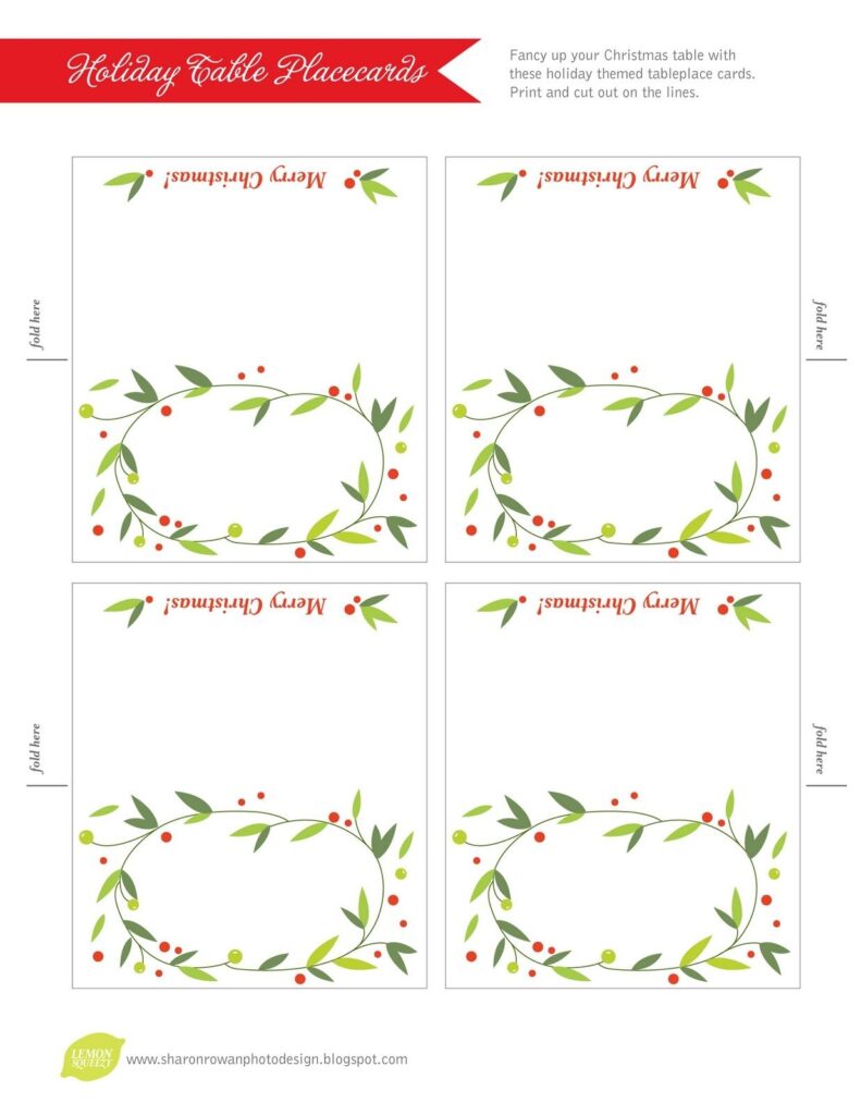 Free Printable Christmas Place Cards Template