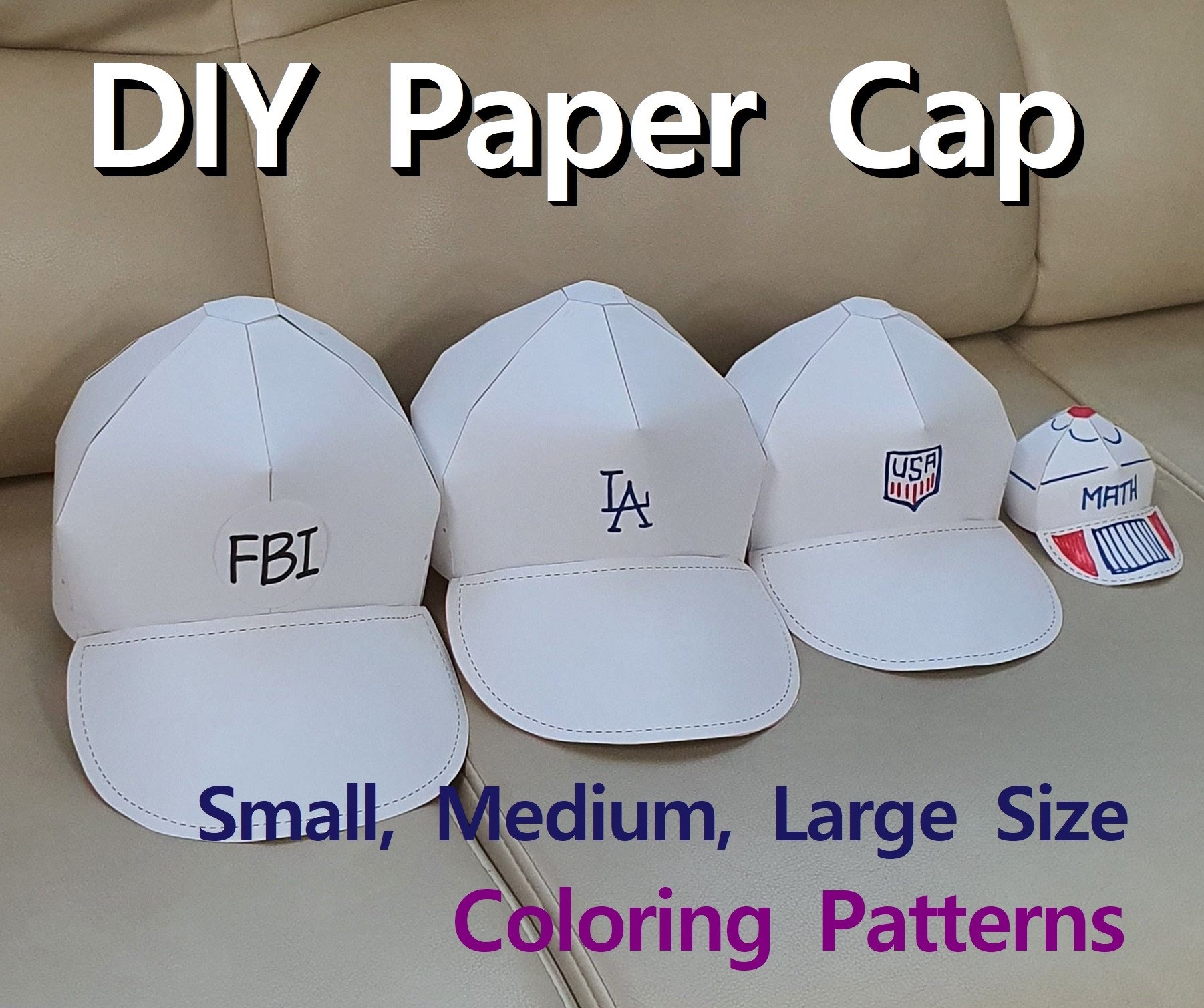 DIY Paper Cap Paper Hat Wearable Hat Coloring Hat Baseball Etsy