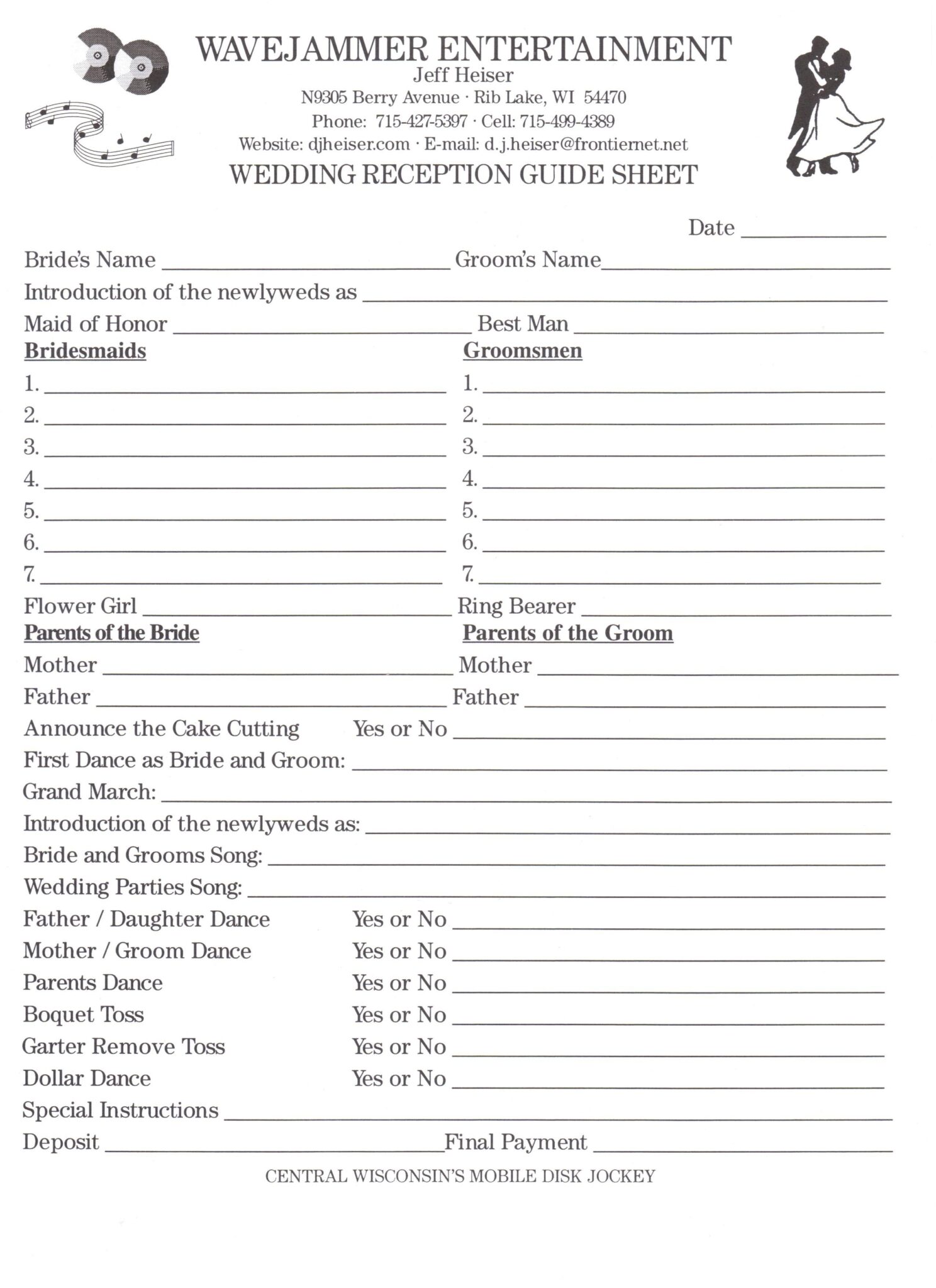 Downloadable Printable Wedding Dj Checklist Template Fillable Form 2024