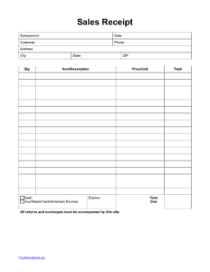 Printable Itemized Receipt Template - Fillable Form 2025