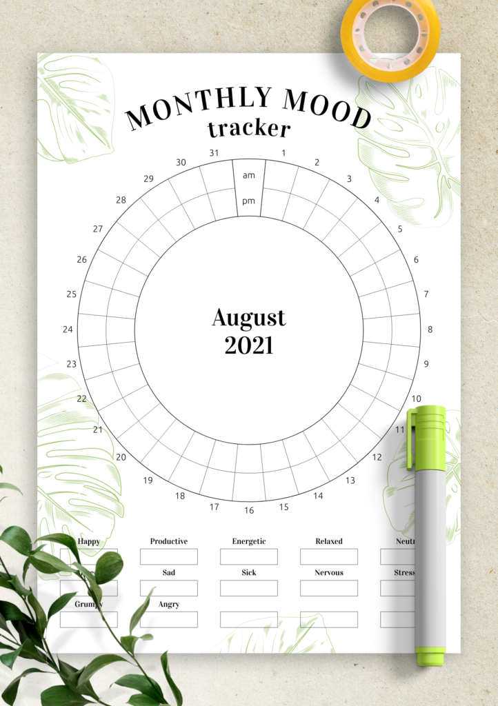 Download Printable Circular Mood Tracker Template PDF