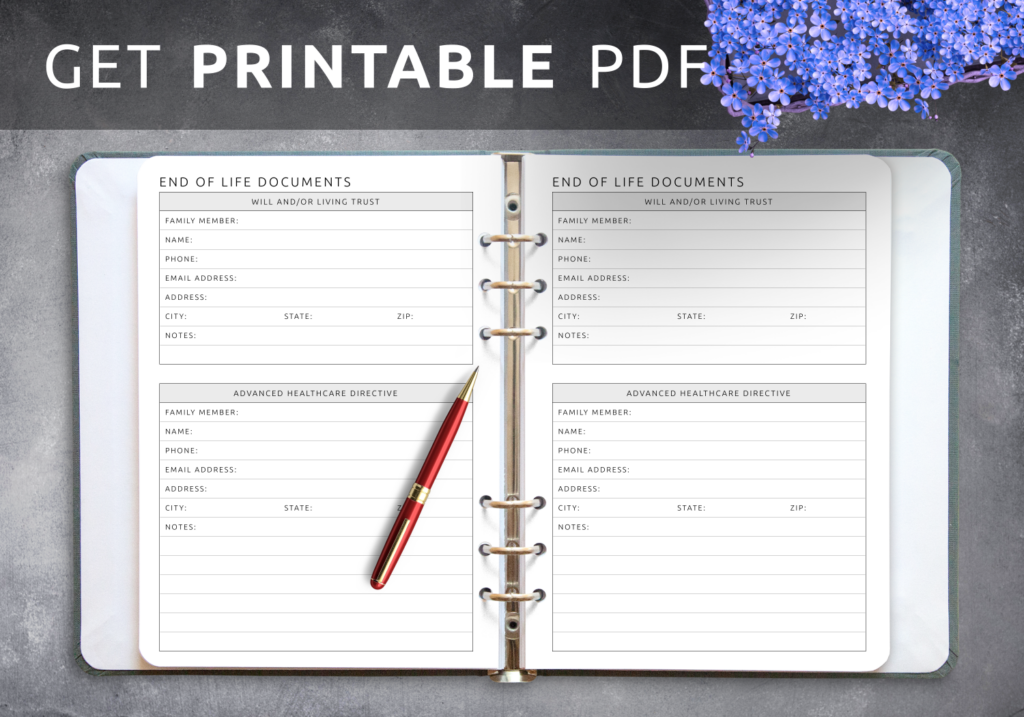 Download Printable End Of Life Documents PDF Fillable Form 2023