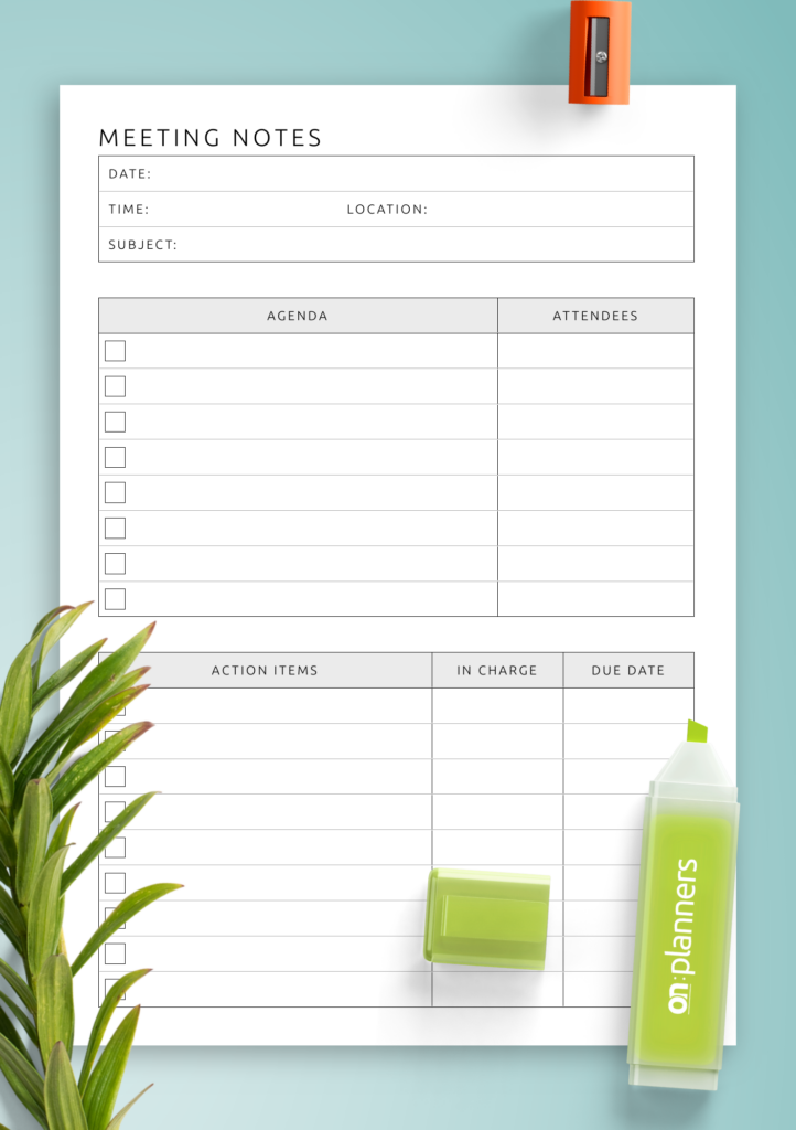 Free Printable Meeting Notes Template