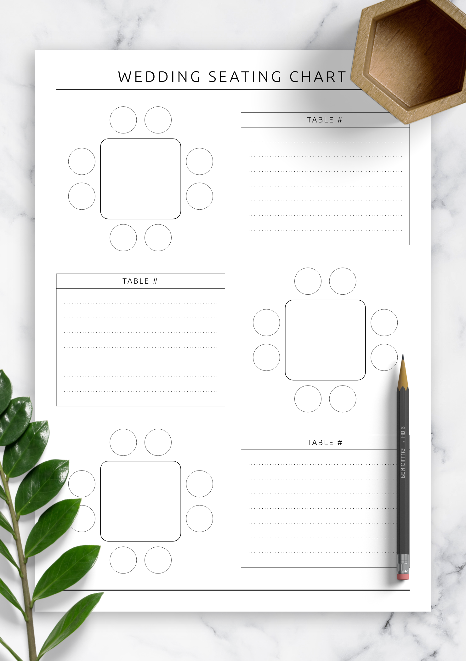 Download Printable Wedding Seating Chart Template Original PDF