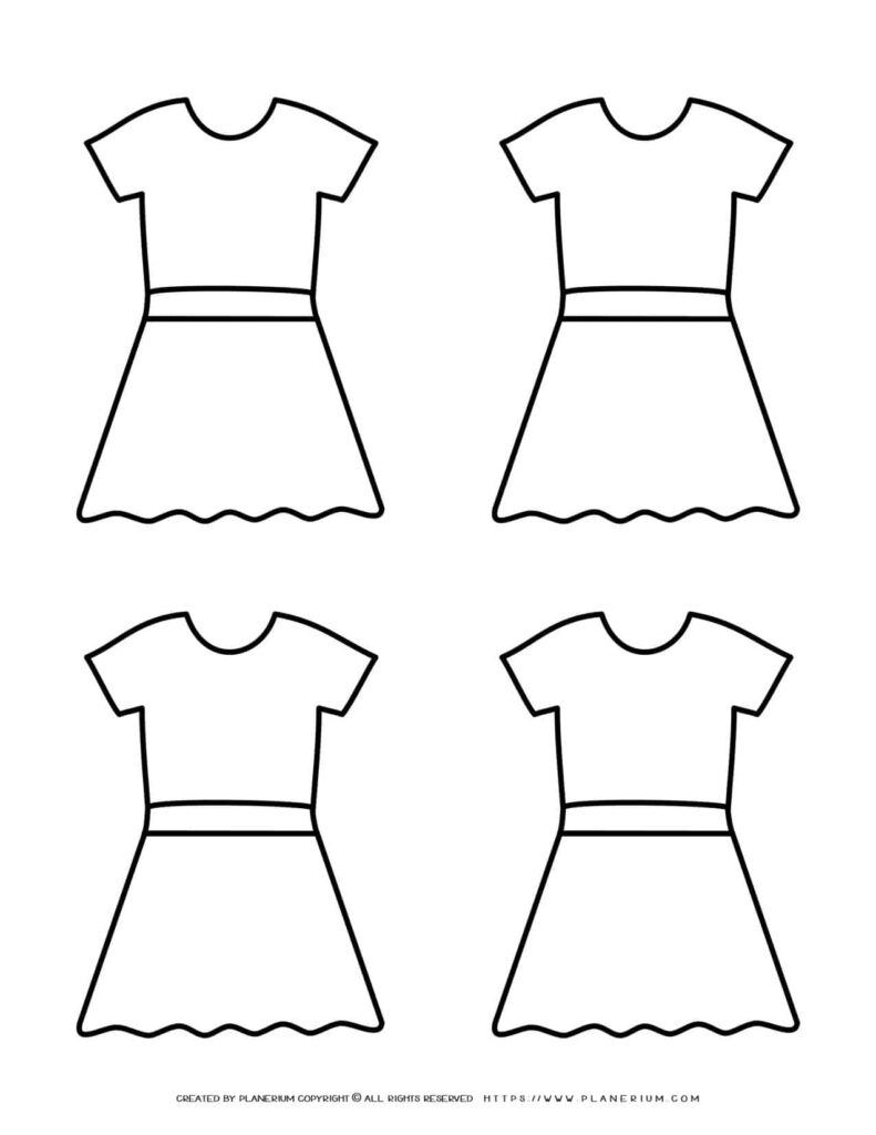 Dress Template Four Dresses FREE Printable Planerium