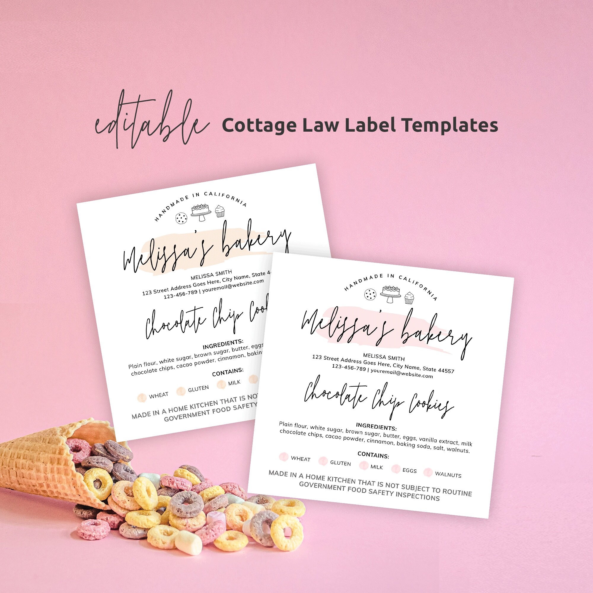 Editable Cottage Law Labels Template Feminine Cookies Etsy de