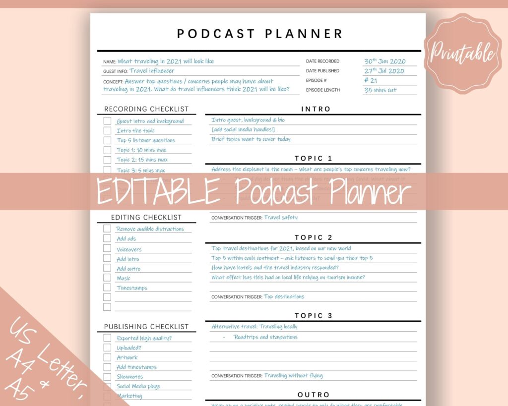 Printable Podcast Outline Template Pdf