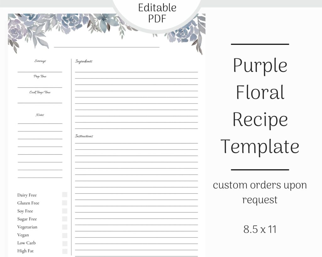 Free Printable Recipe Pages Templates