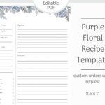 Editable Recipe Page Floral Printable Recipe Card Blank Etsy de