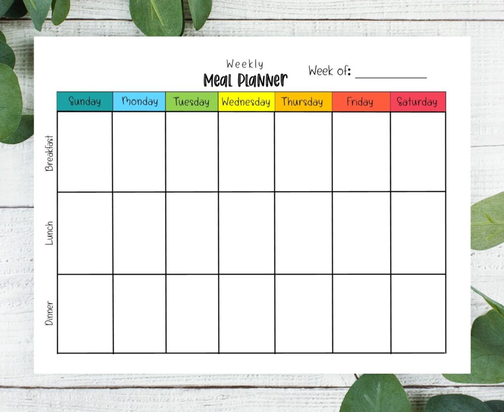 Printable Meal Plan Chart