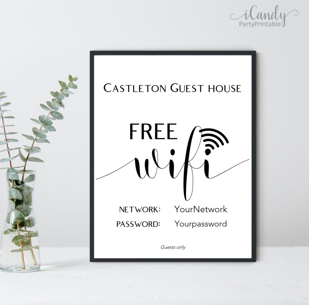 Editable Free Printable Template Wifi Password Sign