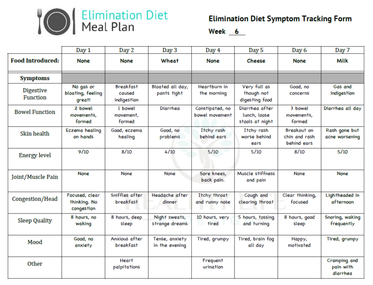 Printable Elimination Diet Meal Plan Pdf - Fillable Form 2024