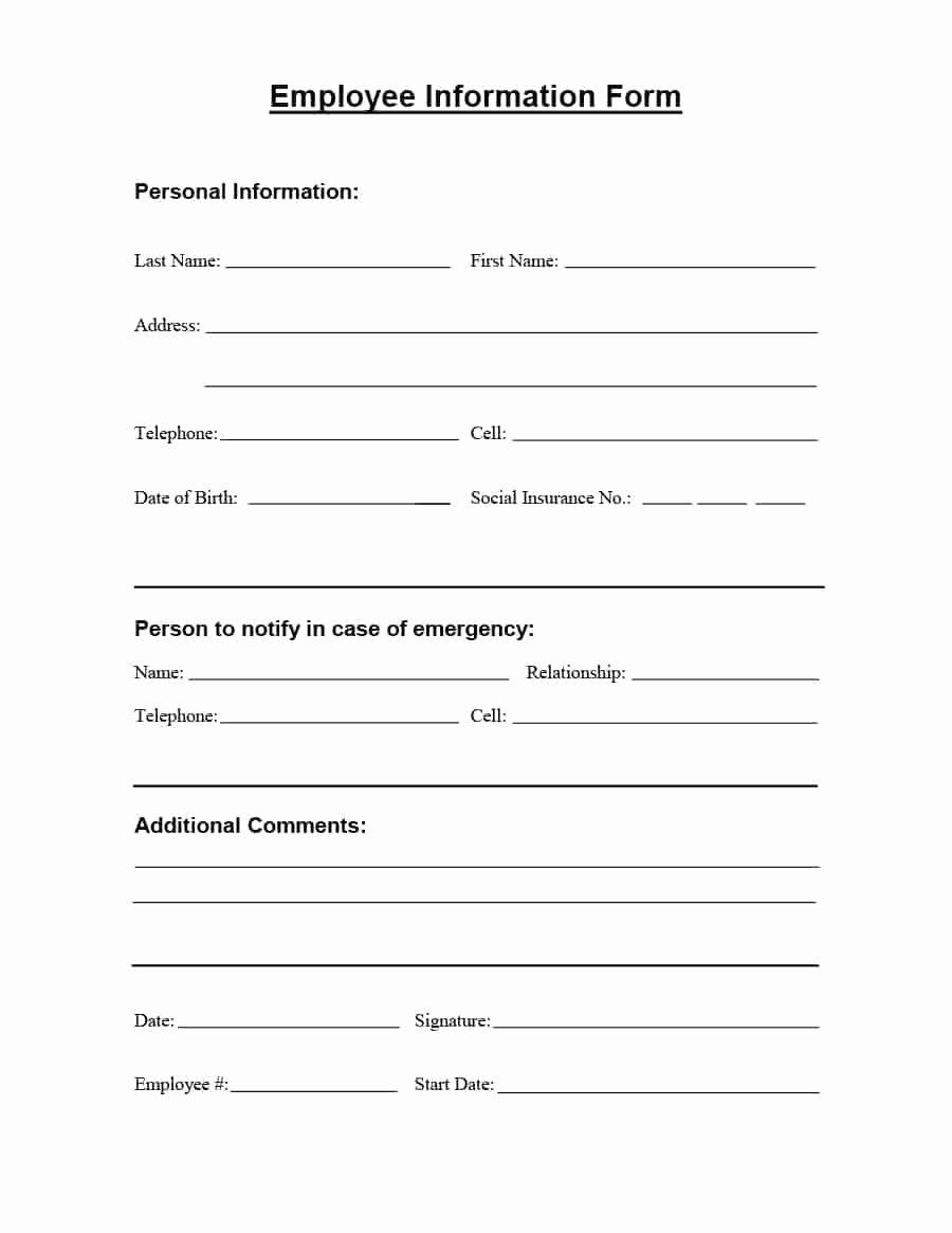 Employee Contact Information Form Awesome 47 Printable Employee Information Forms Personnel Business Template Emergency Contact Form Job Application Form