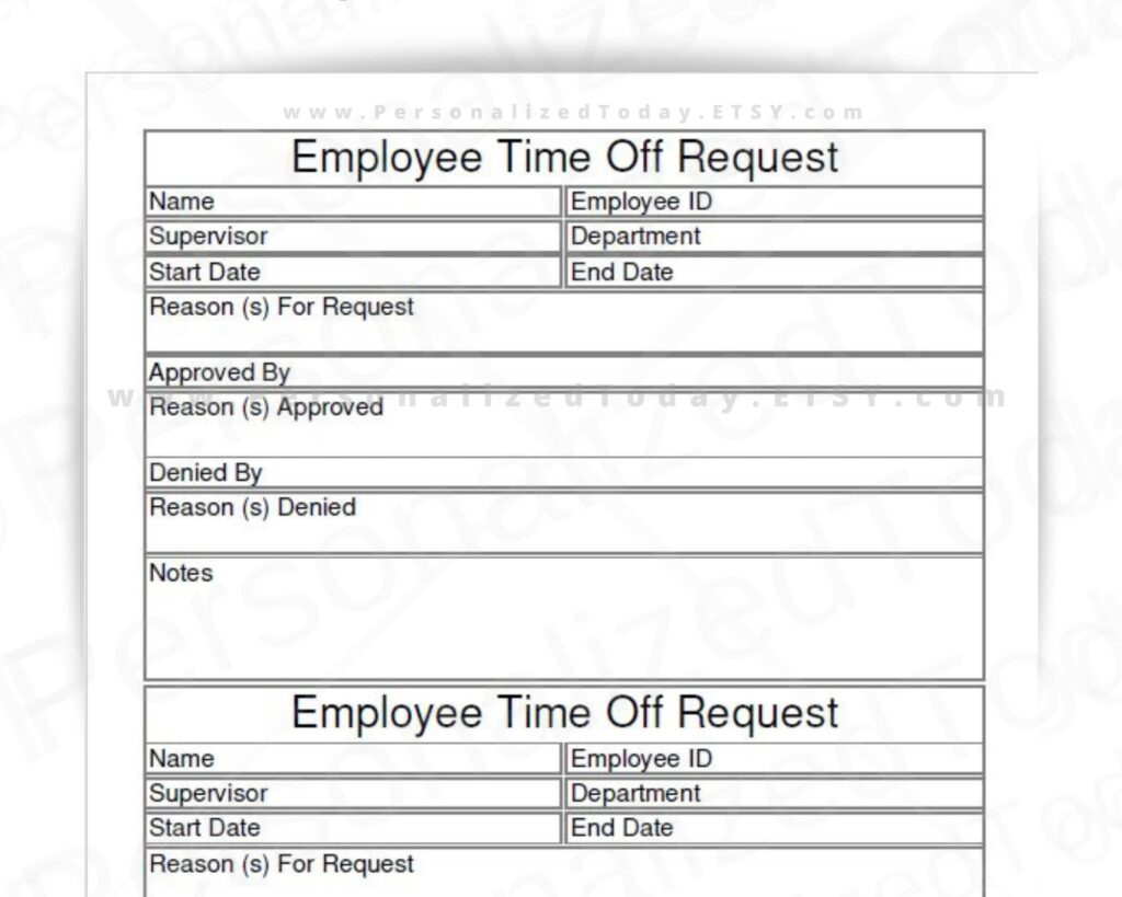 Template Printable Time Off Request Form