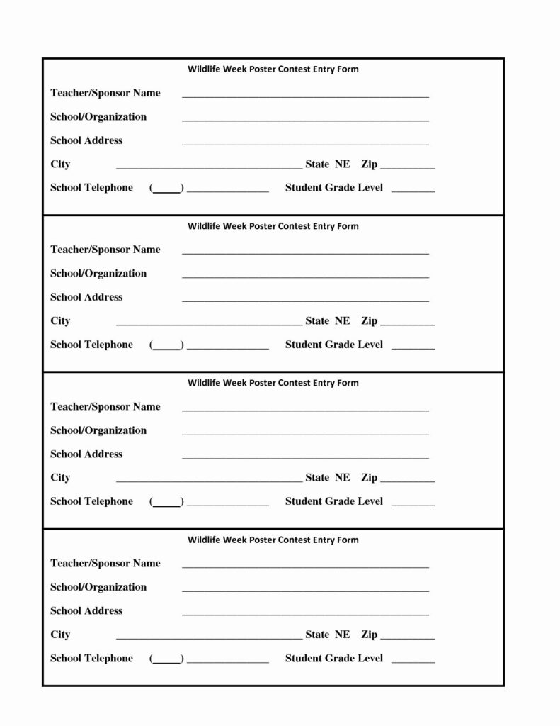 Printable Entry Form Template