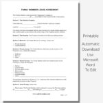 Family Member Lease Agreement Leasing Agreement Template Etsy