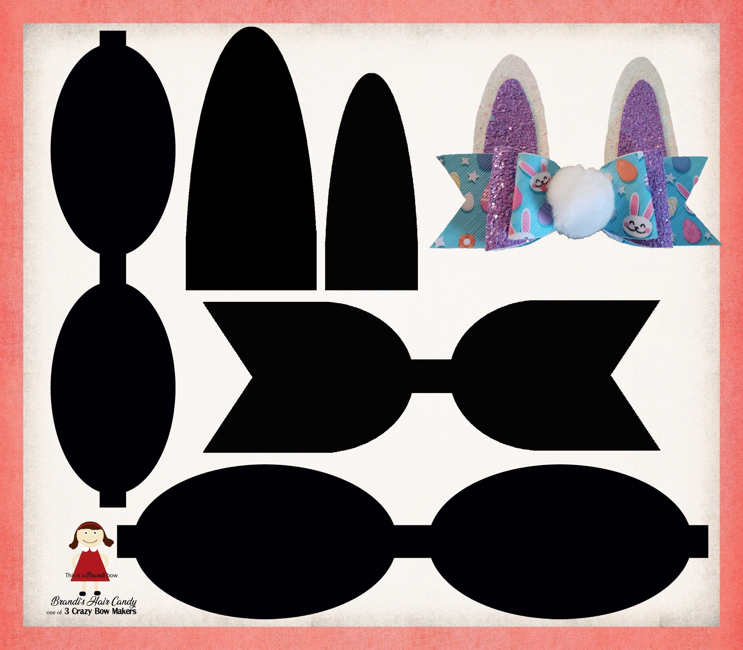 Faux Leather Bunny Bow Template Printable Pdf And Svg Etsy Australia